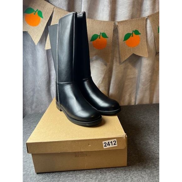 Steve Madden Youth Girls J-Alix Embellished Leather Boots, Black Size 5 - Picture 8 of 8